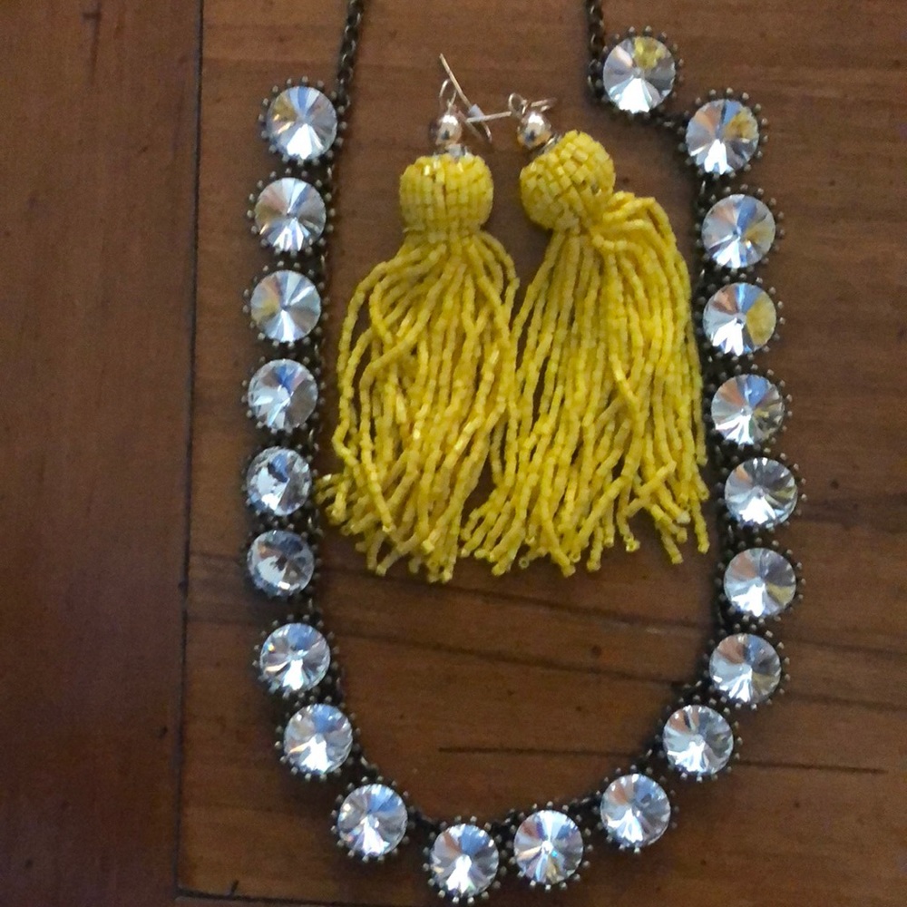 J crew statement necklace and tassel earrings